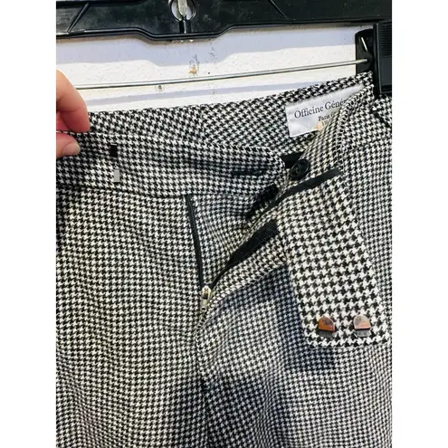 OFFICINE GÉNÉRALE Black White Houndstooth 100% Wool Celeste Pants size 42