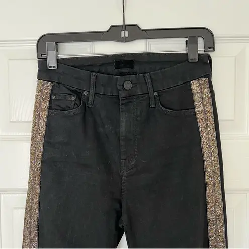 MOTHER High Waisted Looker Ankle Fray Guilty Flash black jeans size 27