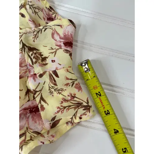 NWOT Blashe Floral Romper Yellow Ruffled Tiered Padded Size S
