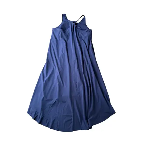 Halara NWT Breezeful Racerback Dress Womens Large Navy Hi-Low Midi Built In Bra