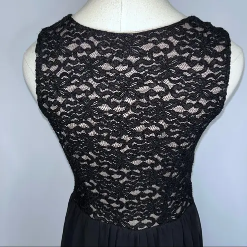 Sweet Storm Black Nude Mesh Lace Cutout Short A-Line Mini Dress Juniors Medium