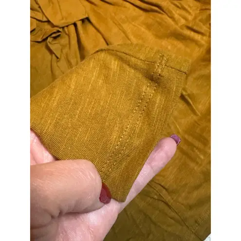 Anthropologie  Mustard Yellow Ruffled Long Sleeve Cotton Top Size M