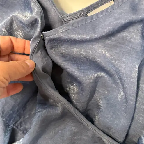 Donna Mizani Small blue shimmery Asymmetrical Blue Ruffle elastic hem.