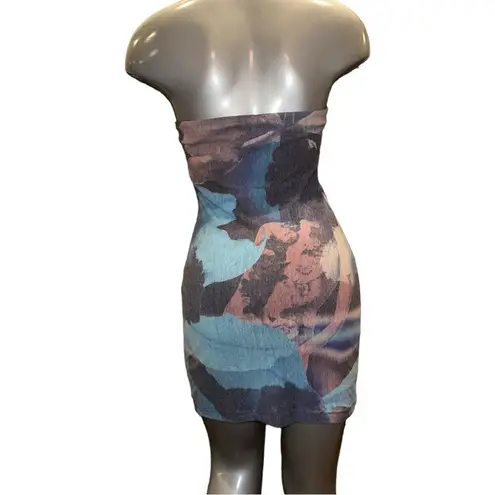 With Jean Boobtube Custom Artwork Bodycon Mini Dress Size S