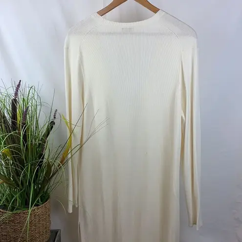 J.Jill  Ivory Ribbed Light Weight Button Ribbed Pocket Duster Cardigan Sweater L