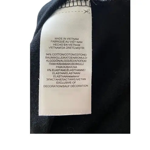 Lauren Ralph Lauren Ribbon Trim Sleeve Tee Shirt Black Size XL Preppy Coastal