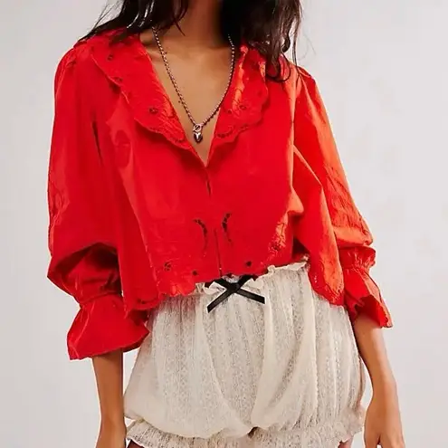 Free People  Maisie Cutwork Top in Summer Fig