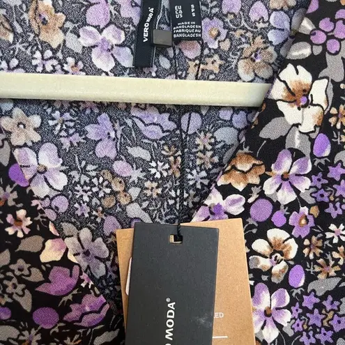 VERO MODA Isa Floral Print Long Sleeve Mini Dress Women’s Size S Ruched NWT