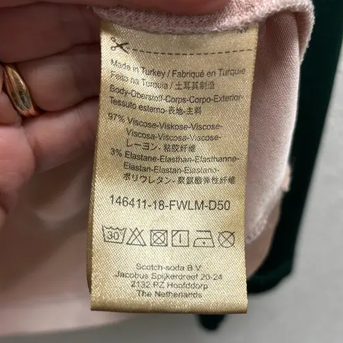 Scotch & Soda 1/4 Zip Pullover Top “The Peaks” Leopard Pink Green Small