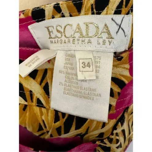 Escada By Margaretha Ley Y2K Tropical Print Ankle Pants 34/26 Tan