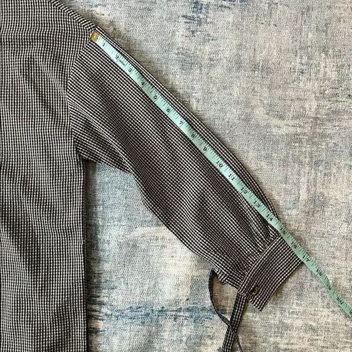 FRNCH NWT! Paris Blue White Gingham Check Long Tie Sleeve Blouse M/L