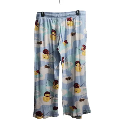 Nick & Nora Sleepwear Pajama Pants XXL Fishing Ducks Flannel Cotton Blue Cozy