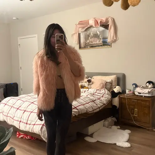 Vintage Northern Lights for Bloomingdales pink lambskin shearling coat Size 2