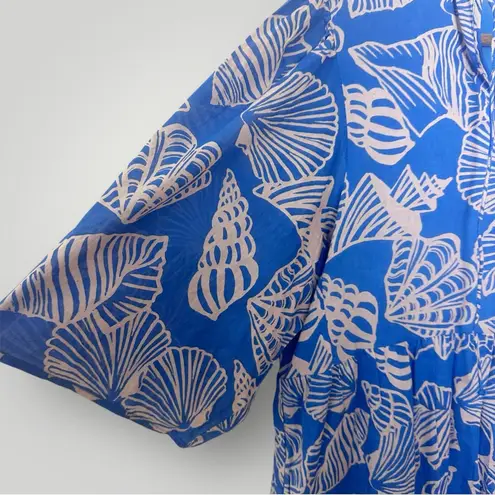 Sunshine Tienda Blue Shell Print Cotton Dress V
