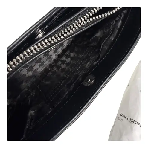 Karl Lagerfeld LEATHER SHOULDER BAG Black & White Handbag Mini Purse 10"x6" NWT!