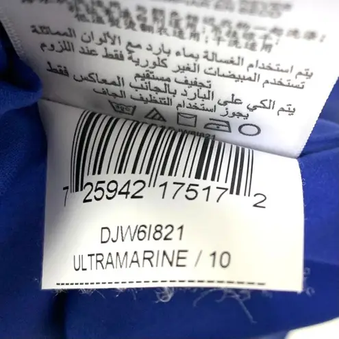 Max and Cleo Satin Mini Cocktail Dress Rosette Spaghetti Strap Size 10 Blue Prom