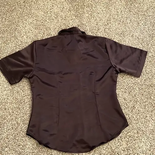 Chocolate brown Satin short sleeve shirt NWOT