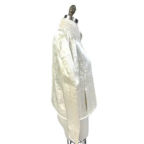 Jessica McClintock VTG Jessica's Gunnies ( Gunne Sax) Cream Quilted Satin Jacket Lace Trim NWOT S/M