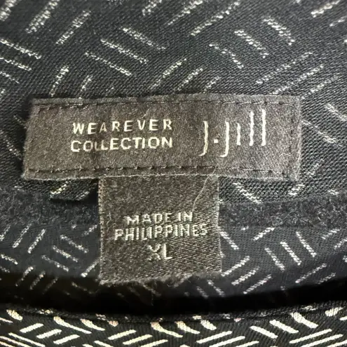 J.Jill Wearever XL Tiered Shift Midi Dress Black Geometric Casual Summer Stretch