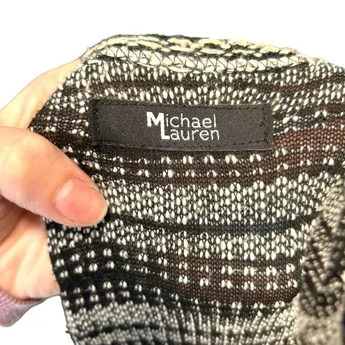 Michael Lauren Easton Slub Draped Cardigan Sweater Shrug Gray Black One Size