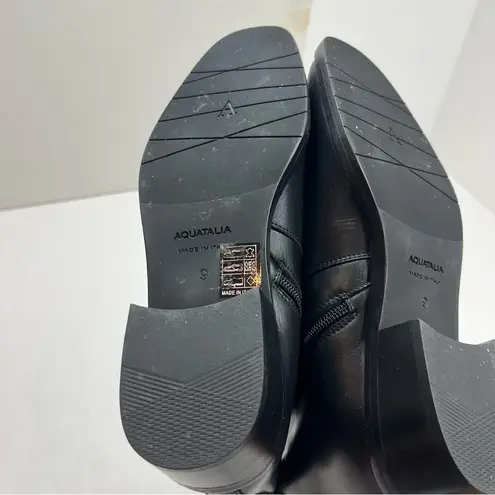 Aquatalia Colbie Weatherproof Bootie Zippers Black Leather Womens 9M 9 Medium