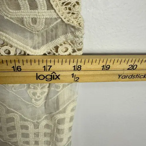 Glam Dress Small Ivory Lace Sleeveless Crochet Lace Cottagecore Romantic Indie