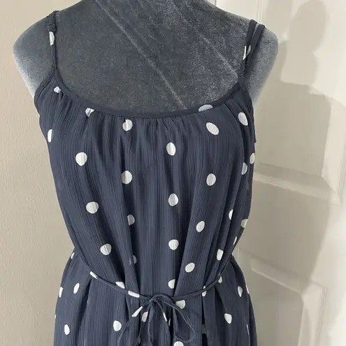 Old Navy  Occasion Waist‑Defined Chiffon Maxi Dress Navy Polka Dots Size Small