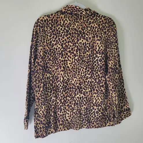 Ralph Lauren Lauren  Leopard Print Satin Pajama Top