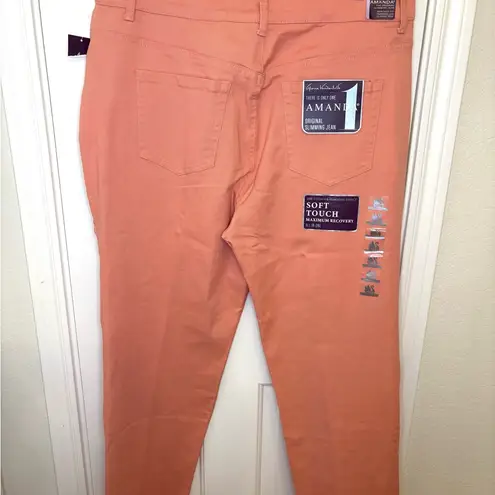 Gloria Vanderbilt Amanda Jeans 18W Coral Slimming Fit High Rise Straight NWT