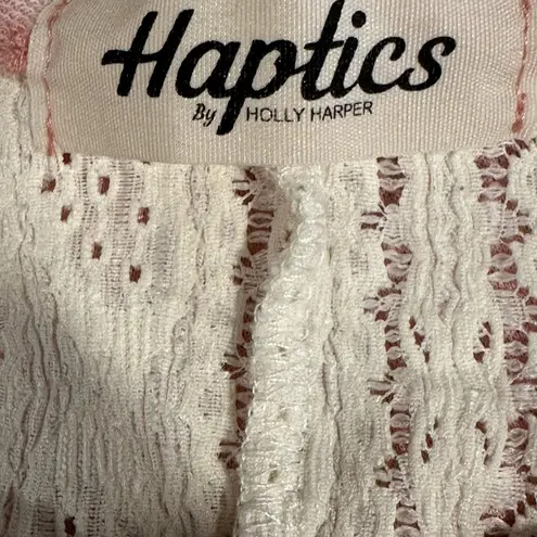 Haptics Lace Hoodie Pink Small Feminine Chic Pullover Boho Crochet Spring Style Pink