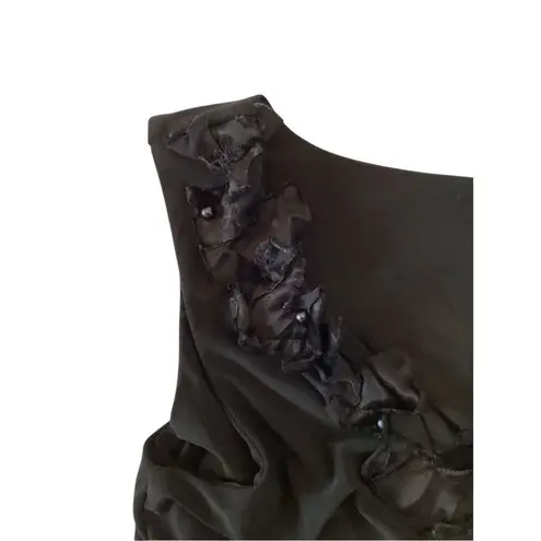 Y2K Vintage Camelot Corsage Beaded Floral Tank Top Coquette Cottage Flower Black Size M