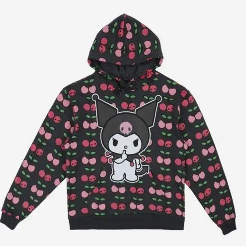 Sanrio Bioworld XL Adult Kuromi X Hello Kitty Polka Dot Hoody Sweatshirt Top Pink