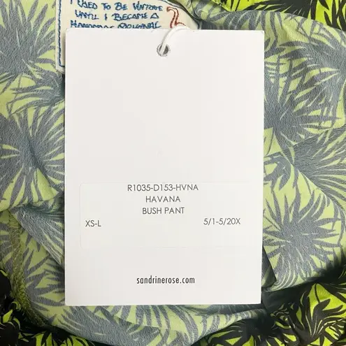 NWT Sandrine Rose x Free People The Havana Bush Pant Green & Black Size Small