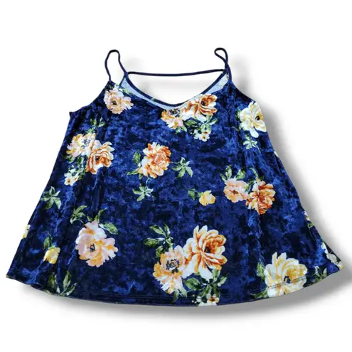 Nine Britton Top Size Medium Floral Velvet Top Strappy Tank Top Cami Sleeveless Women's Top