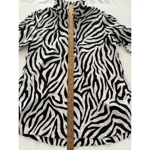 John Mark Zebra Tunic Size M Black White Oversized Lagenlook Wired Collar Size M