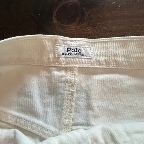 Ralph Lauren  Polo Cotton Pocket Switching Two Tone Pants Cream Color Women Sz 28