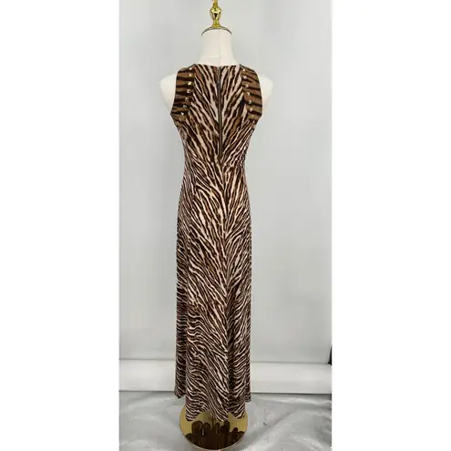 Michael Kors  Animal Print Maxi Dress Gold Studded Sleeveless XXS‎