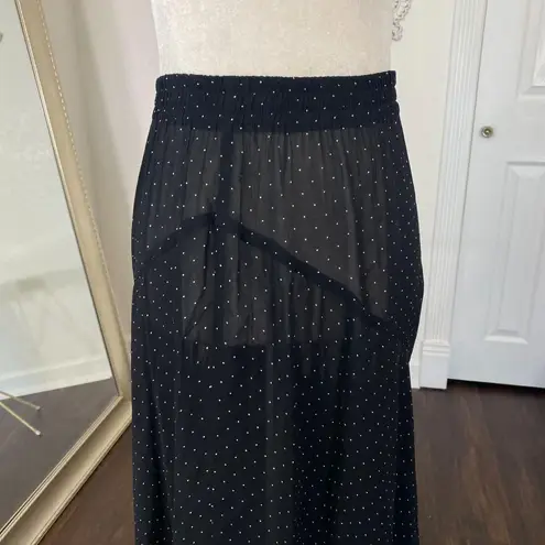 Anna Bella One Size Early 2000's Sheer Black White Polkadot Maxi Skirt Plus Size