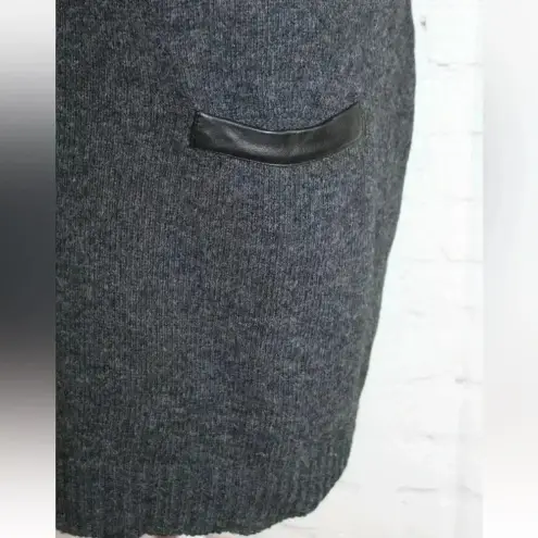 Milly Vintage Dark Grey Black Virgin Wool Sweater Knit Dress Zipper Back Size S