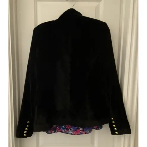 HOUSE OF HARLOW Double Breasted Black Velvet Blazer Jacket sz XS Golden Buttons