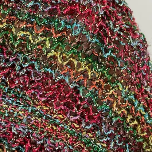 Vintage y2k Kessley Multicolor Rainbow Metallic Bell Sleeve Cardigan Sweater S Red