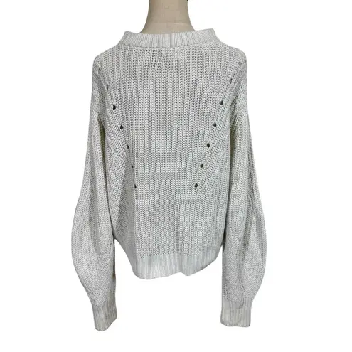 Rowie the Label Fae Knit Chunky Balloon Sleeve Sweater in Snow size XS/S White