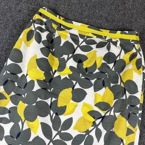 Boden Cotton Yellow Gray Lemon Floral Office Siren Pencil Skirt US 4R Size 4