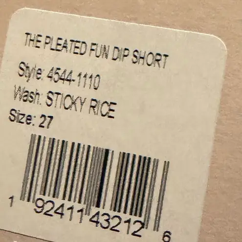 Mother Womens Snacks! The Pleated Sticky Rice Fun Dip Short, White Size 27 NWT