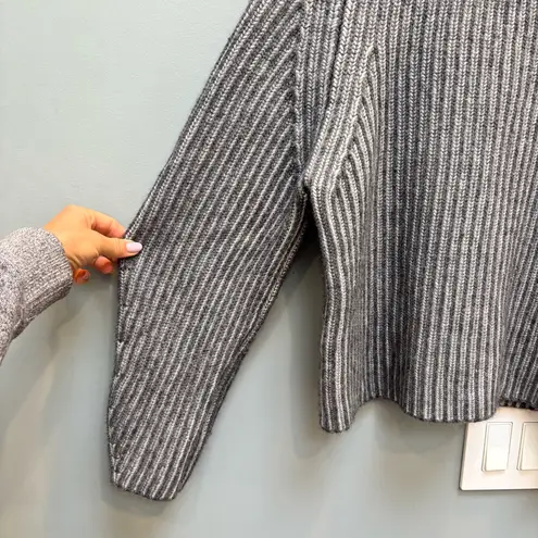 NAADAM Wool & Cashmere Ribbed Crewneck Barrel Sleeve Sweater Chunky Knit S Gray