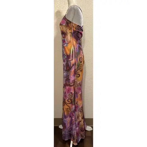 Vintage Y2K 2000s Multicolor Maxi Purple Boho Rhinestone Dress Size M