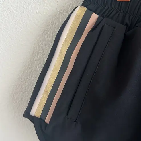 PE Nation In Goal Short Black Pink Gold Athleisure Activewear Sporty Pull On S