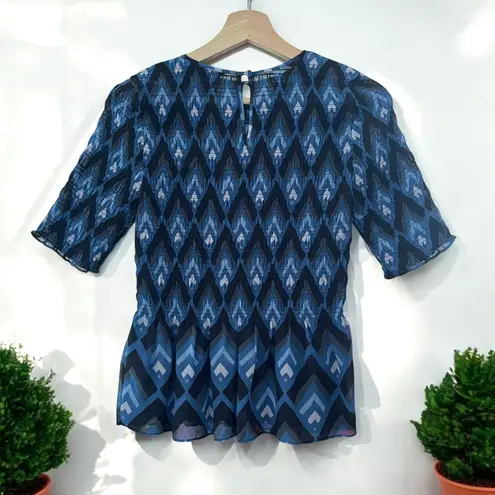 Club Monaco Luceenie Abstract-Print Ruched Peplum Top