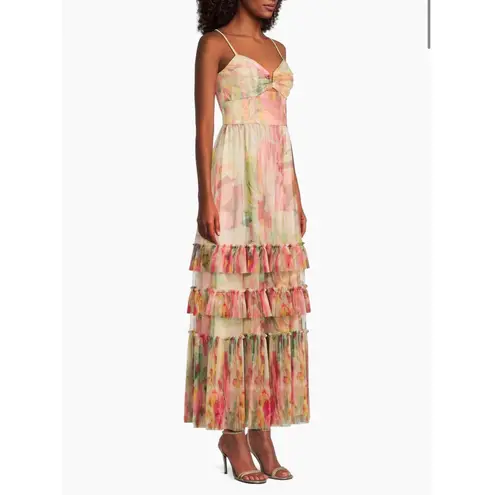 Hutch NWT Elliott Ruffled Printed Tulle Sweetheart Gown Floral Sz 6 $398