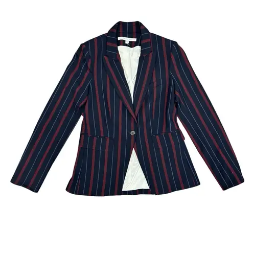 Veronica Beard Carter Cutaway Striped Dickey Single Button Blazer Navy Red 6 - Image 7